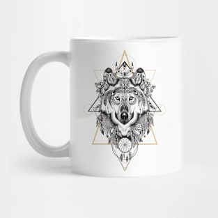 Wolf in aztec style Mug